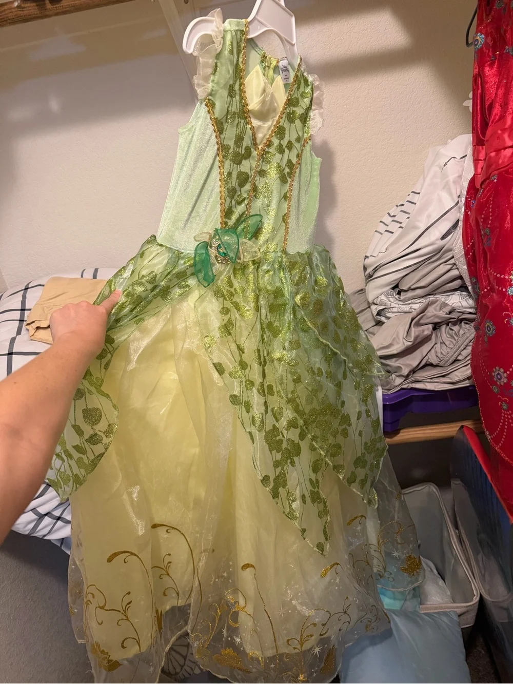 Princess and the Frog Costumes - Dress size girls Small, Frog adult size small